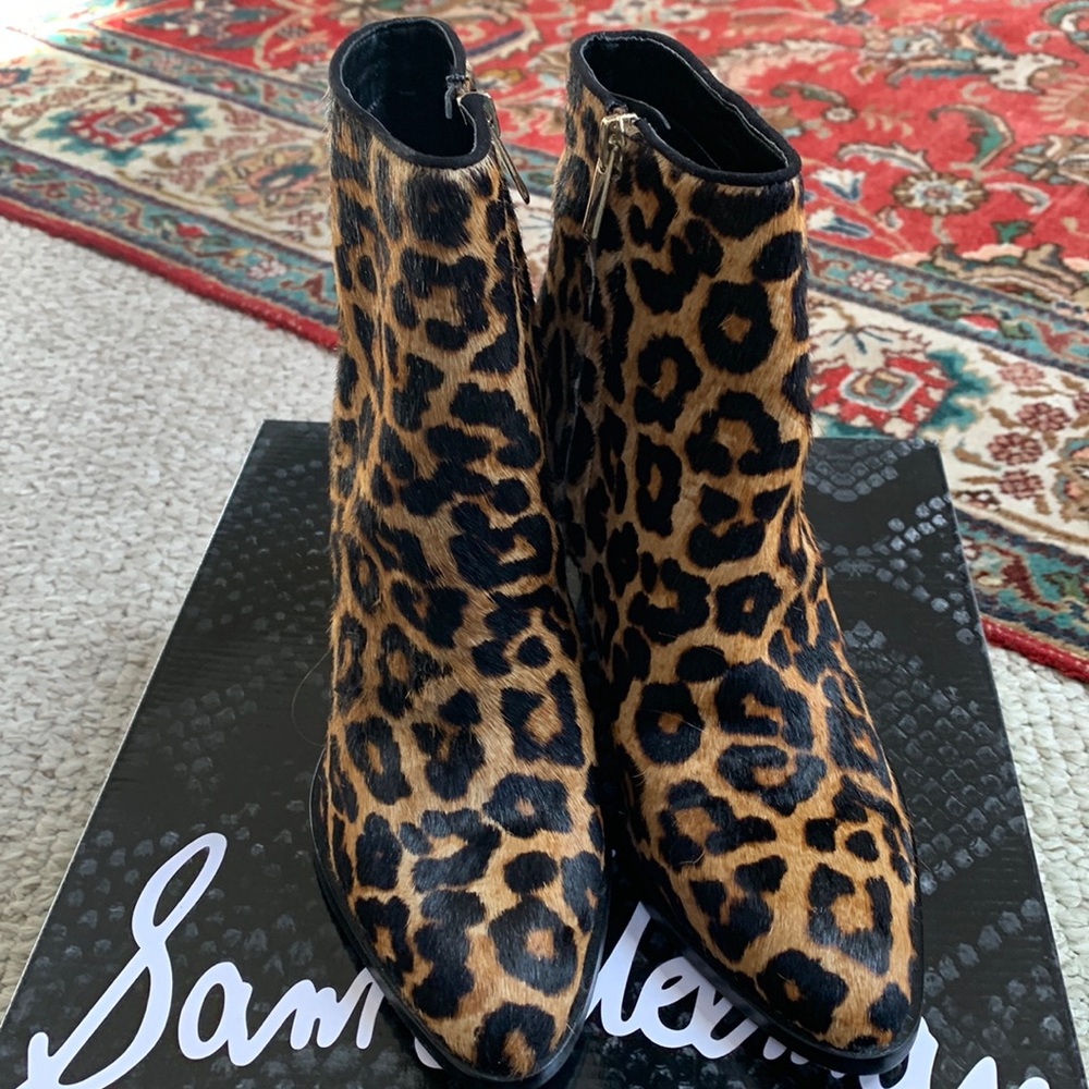 NEW $170 SAM EDELMAN BLAKE LEOPARD BRAHMAN BOOTIE 6.5M